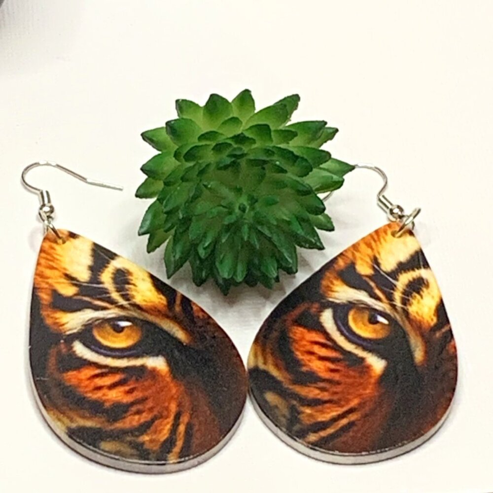 Tiger Earring, African Earring, Safari Earring, Tiger Eyes Earring, Gift Idea